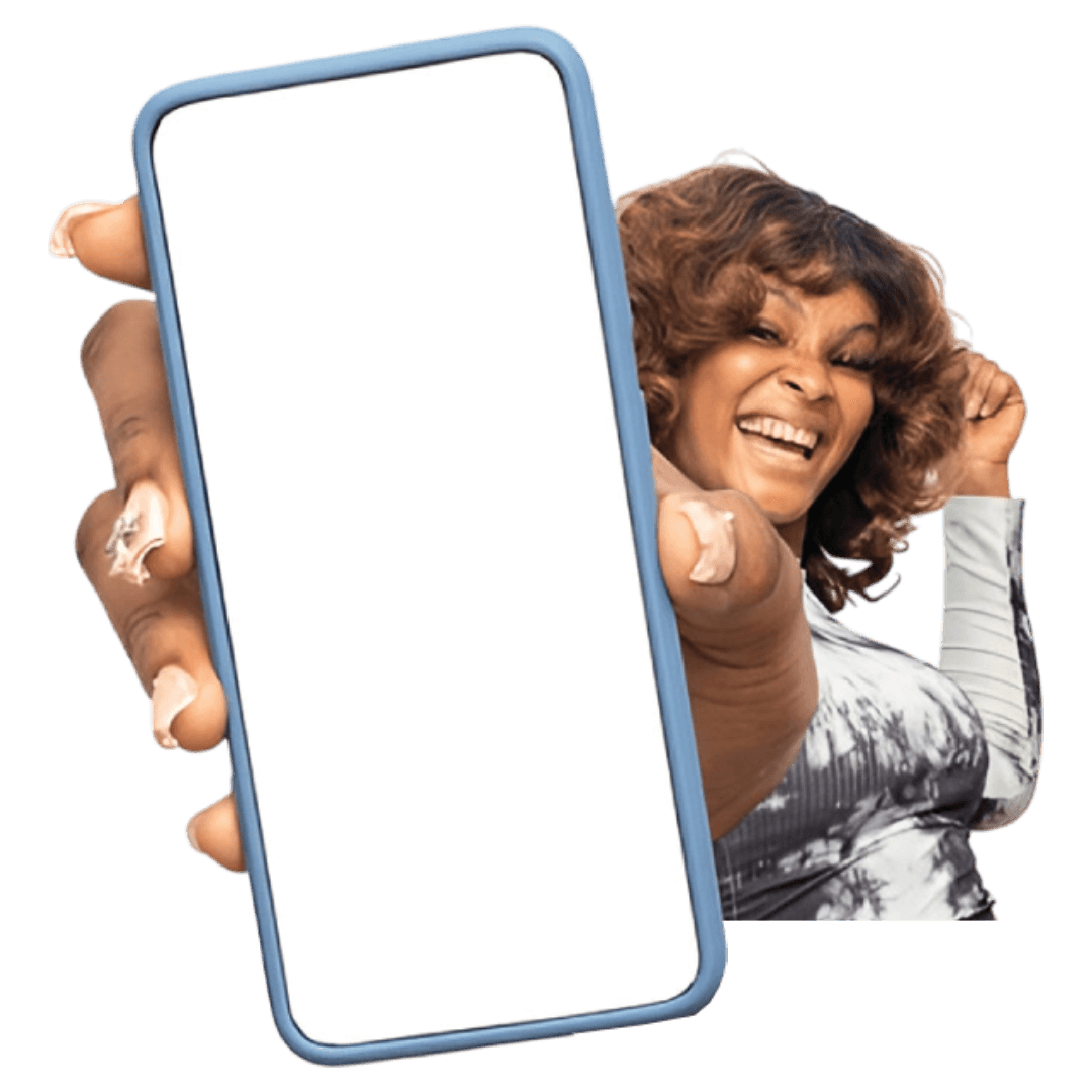 Lady with phone and money